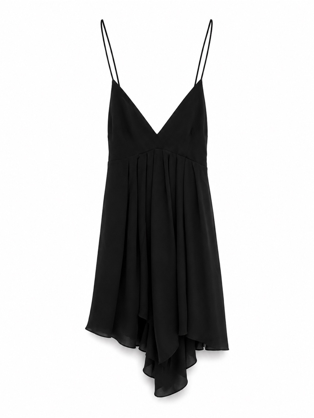 Wilfred 100% Silk Black Asymmetrical Spaghetti-Strap Top